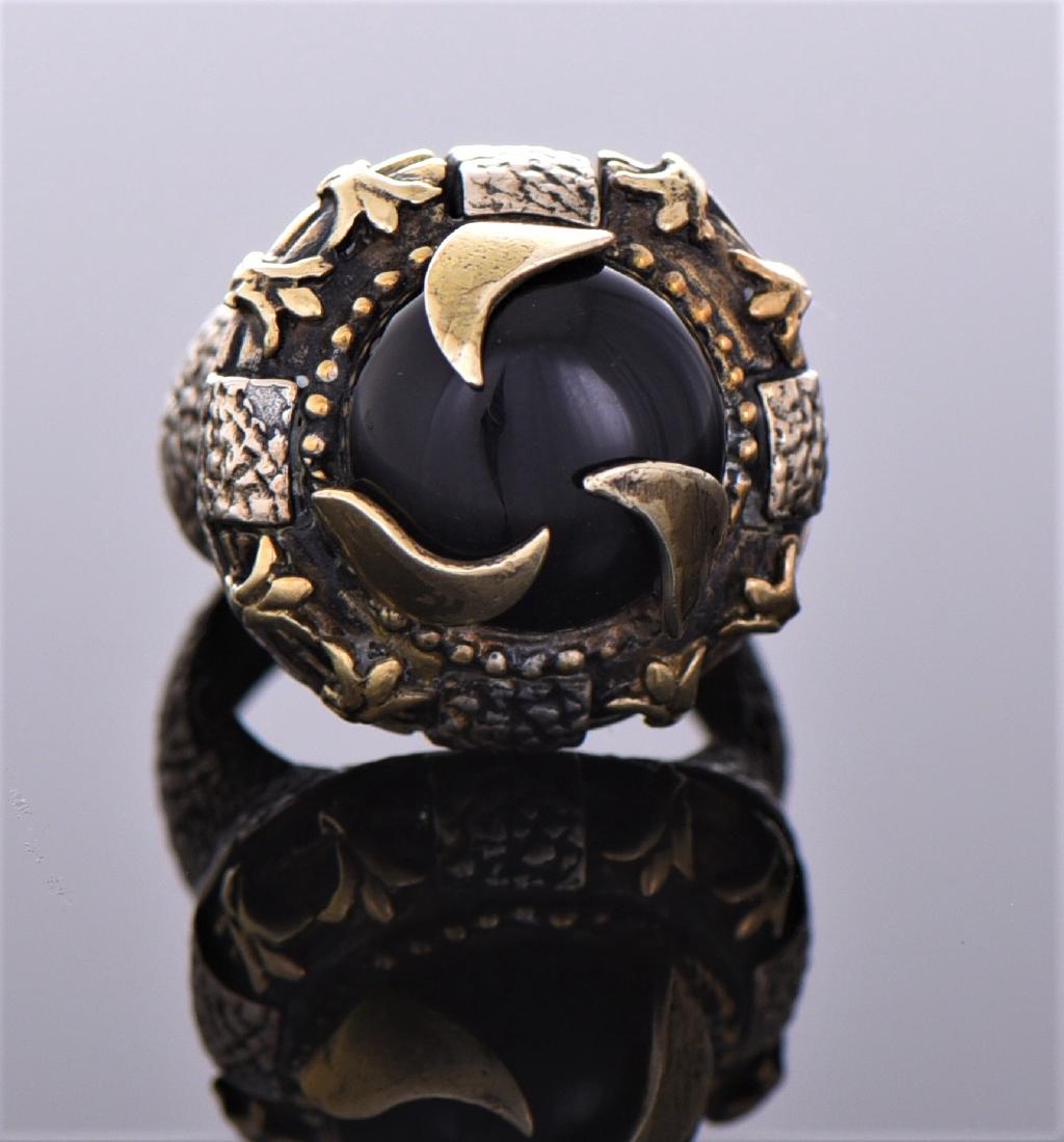 Vintage Black Onyx Bronze Ring. Ring Size 9. Estim (1 of 5)