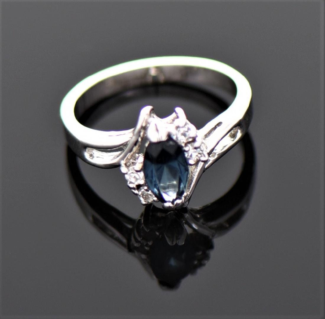 Blue London Topaz And CZ Diamond Sterling Silver R (1 of 5)