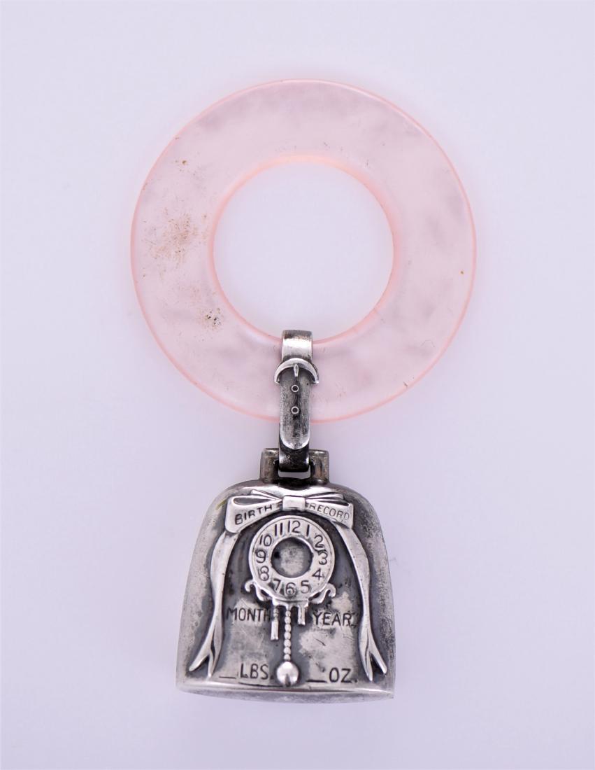 Vintage Web Sterling Silver Bell Baby Rattle Teeth: Vintage Web Sterling Silver Bell Baby Rattle Teething Ring Toy And Box Birth Record. Estimated more than 50 yrs. old. 925 Sterling Silver consisting of 92.5% silver and 7.5% copper. Tested Positive us