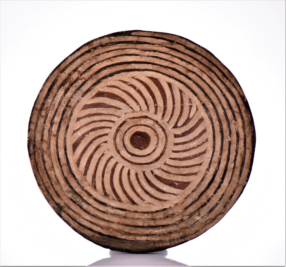 African polychrome painted solid wood shield. (1 of 2)