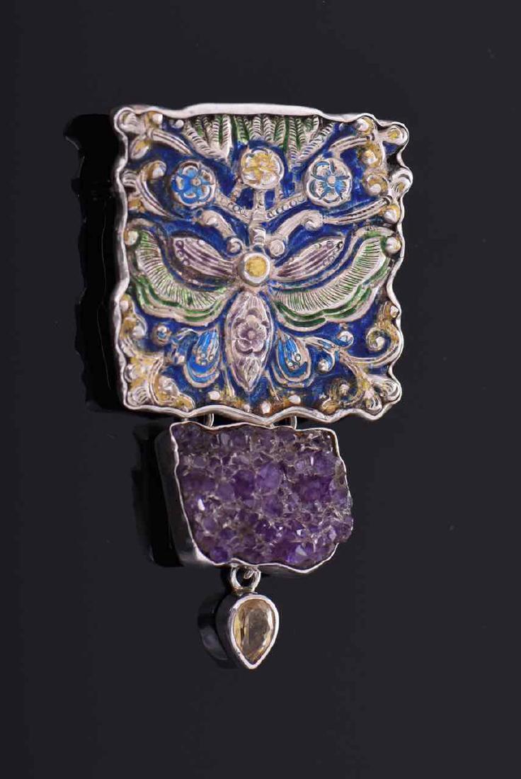 Vintage Sterling Silver handmade large pendant (1 of 3)