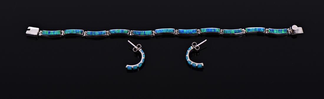 Vintage Set Of Blue Fire Opal Sterling Silver (1 of 5)