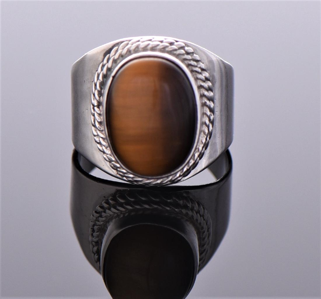 Tiger's Eye Sterling Silver Ring With Rope (1 of 6)
