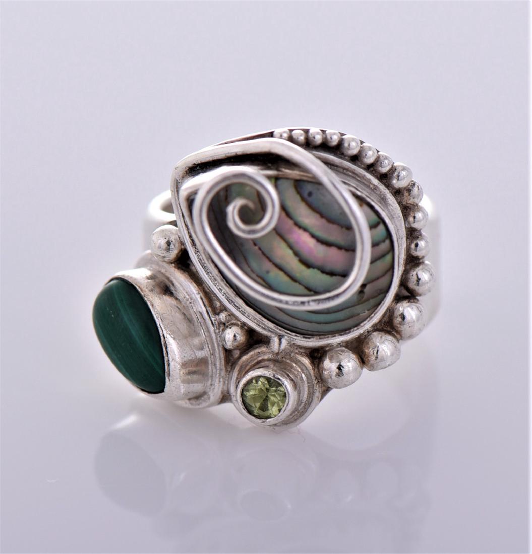 Vintage Sajen Abalone And Malachite Sterling (1 of 5)