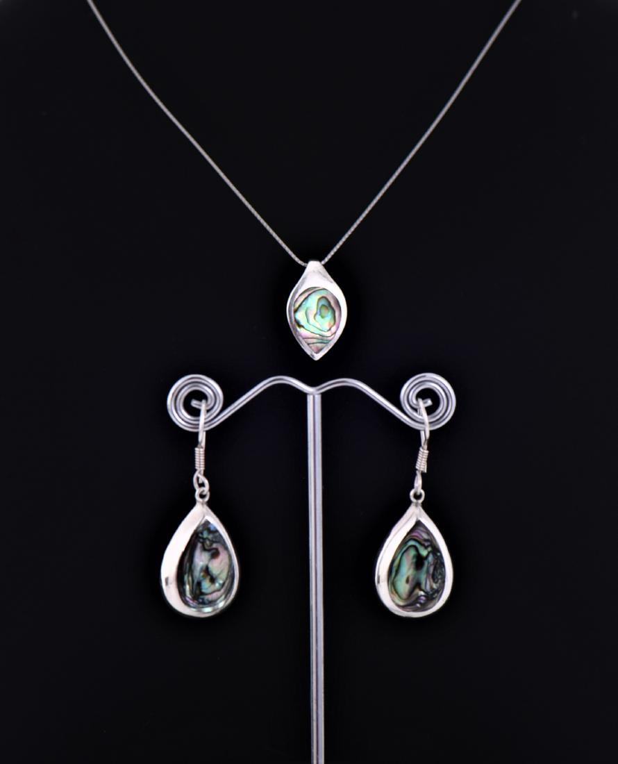 Sterling Silver Abalone Necklace Earrings And (1 of 4)