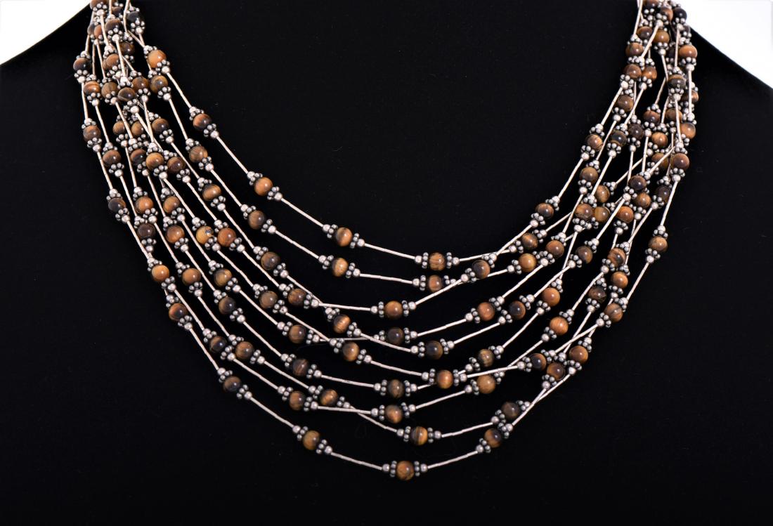 Tiger Eye Multi Strand Sterling Silver Necklace (1 of 3)