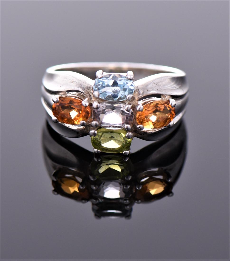 Vintage Multi Color Stone Sterling Silver Ring (1 of 6)