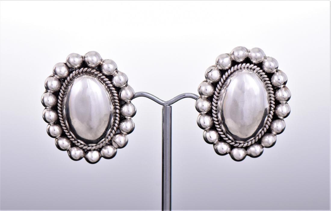 Sterling Silver Oval and Ball Earrings. Silver (1 of 4)