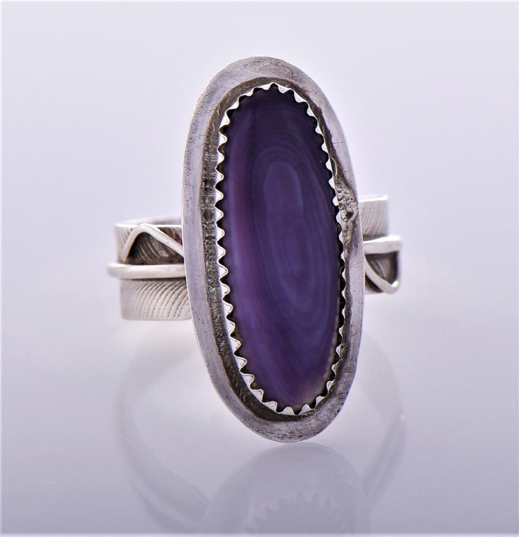 Charley, Purple Agate Sterling Silver Feather (1 of 5)