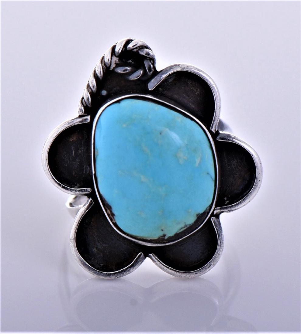Native American Sterling Silver Southwest: Native American Sterling Silver Southwest Blue Turquoise Shadow Box Rope Ring, Canyon Silver Company, signed CSC. Silver Tested. Ring Size 7. Estimated less than 50 yrs old. Native Americans also know