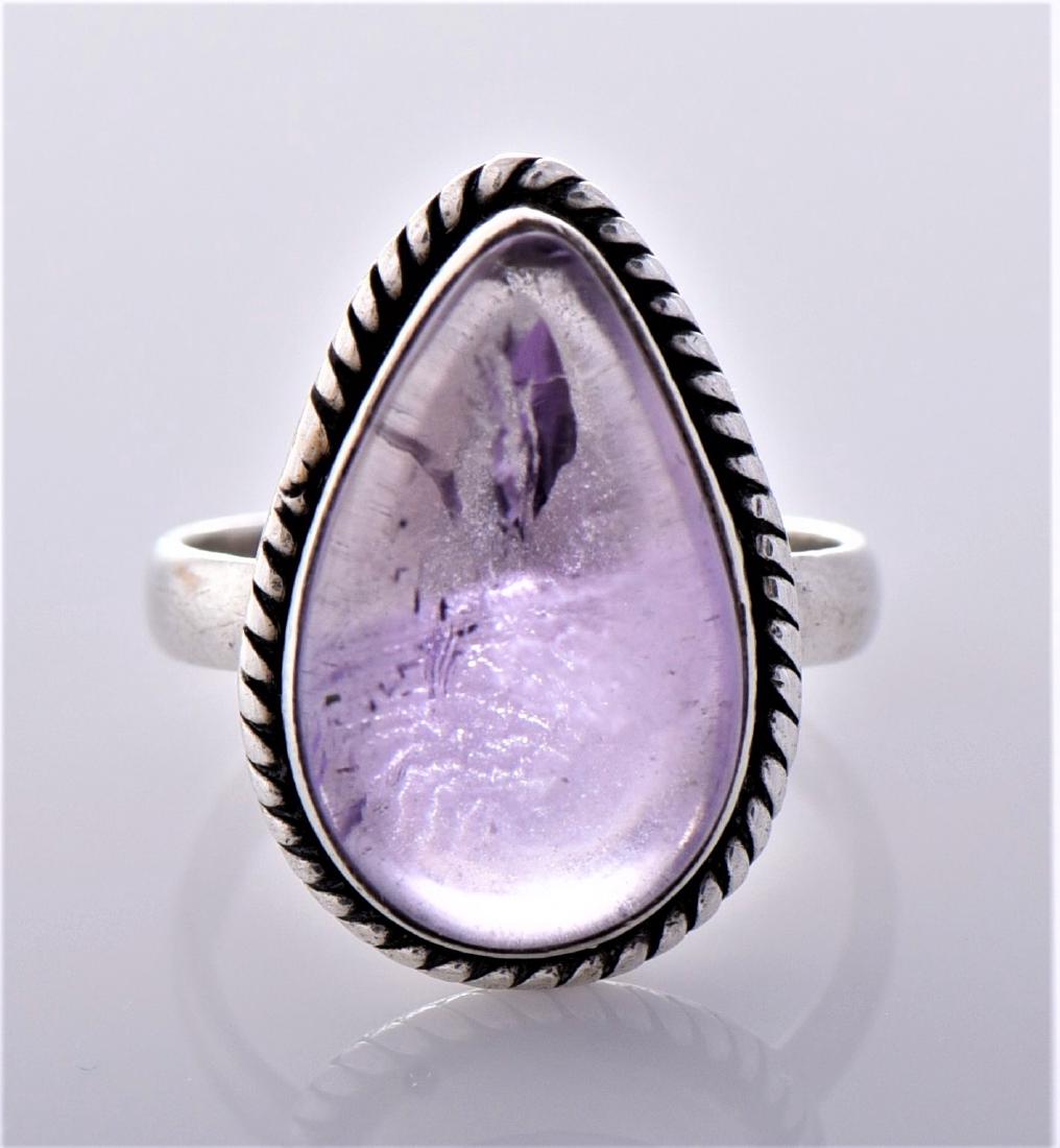 Vintage Amethyst Sterling Silver Rope Ring. (1 of 5)