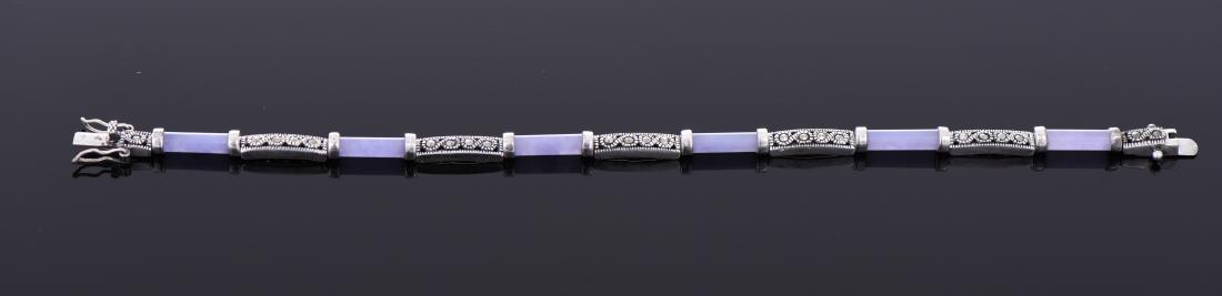 Sterling Silver Gold Lavender Jadeite Link Bracelet. (1 of 4)