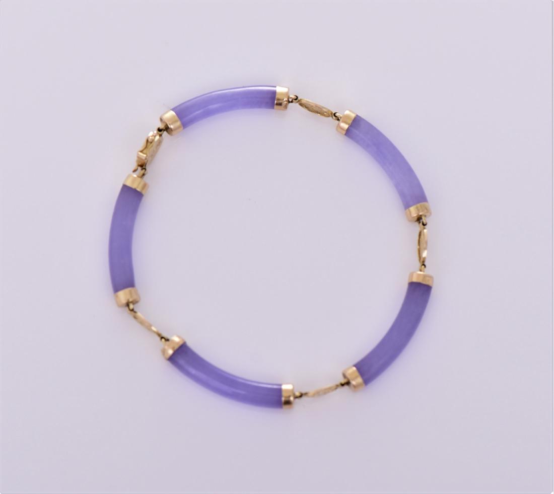 14k Gold Lavender Jadeite Link Bracelet. (1 of 5)