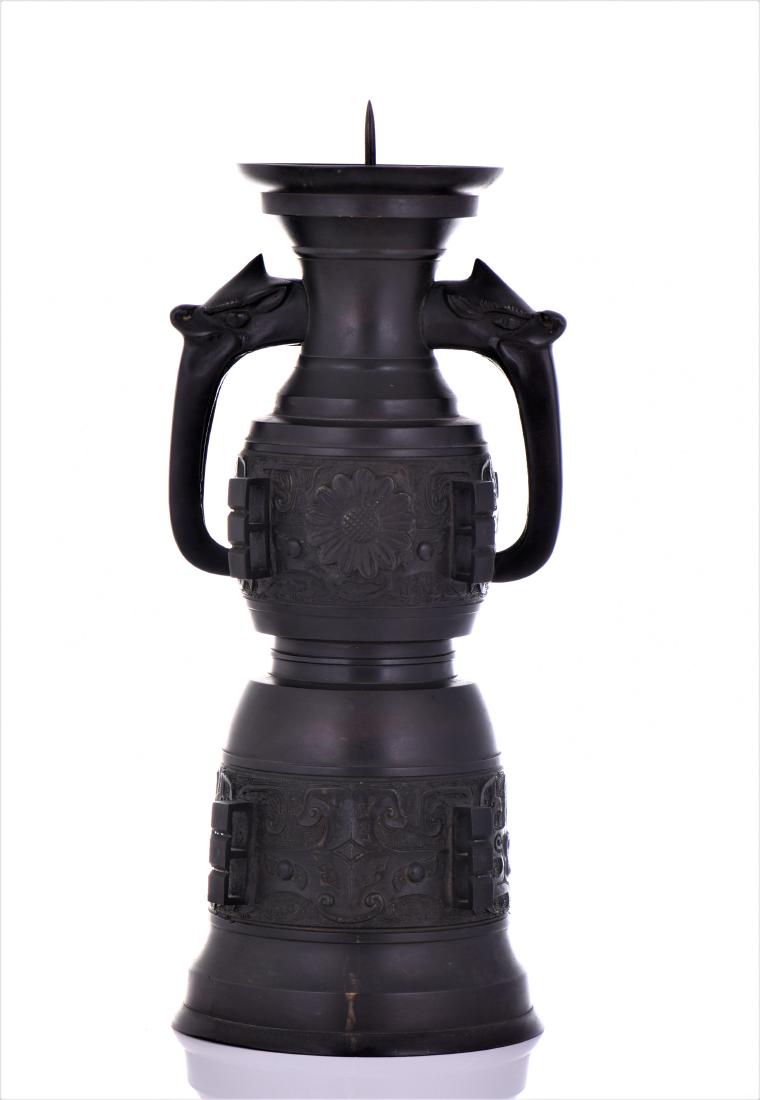 Vintage Chinese Bronze Pricket candle stick (1 of 6)