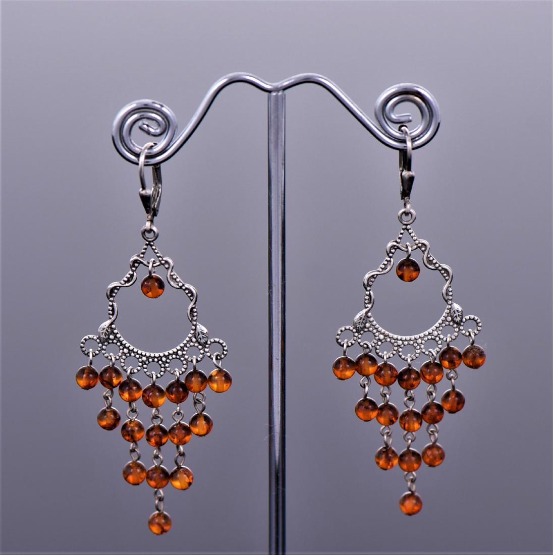 Amber Sterling Silver Art Deco Cascading Drop Earrings (1 of 3)