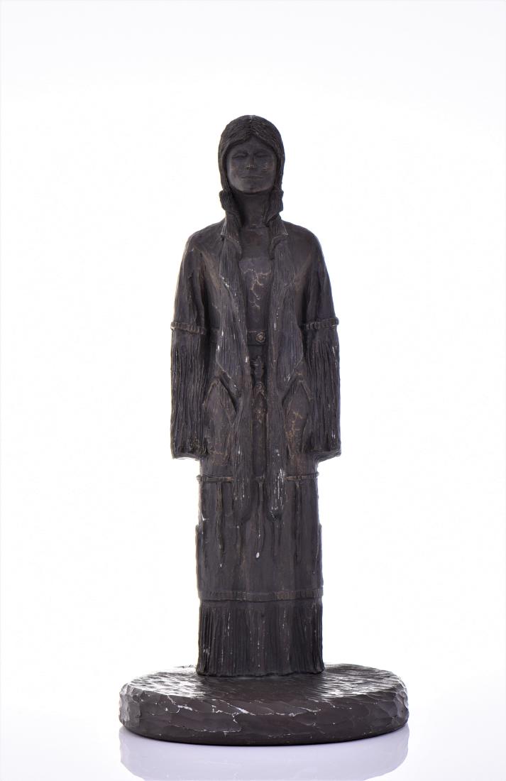 Largo, 1976 Native American Princess, a beautiful: Largo, 1976 Native American Princess, a beautiful vintage sculpture signed by J. Largo made from his unique bronze material which is a mix of bronze metal and resin put through a four step hand finish