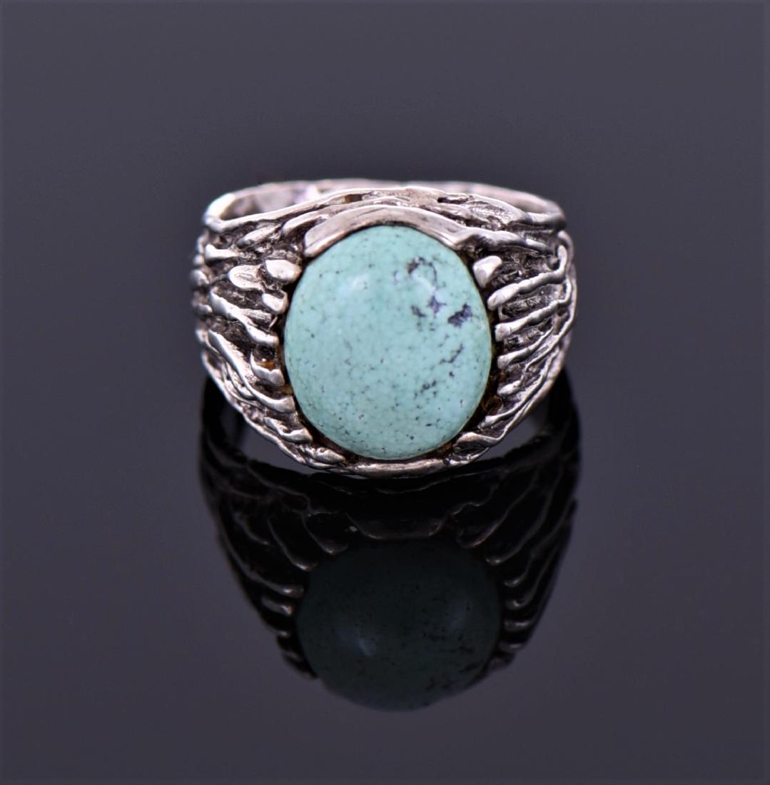 Native American Blue Turquoise Sterling Ring (1 of 5)