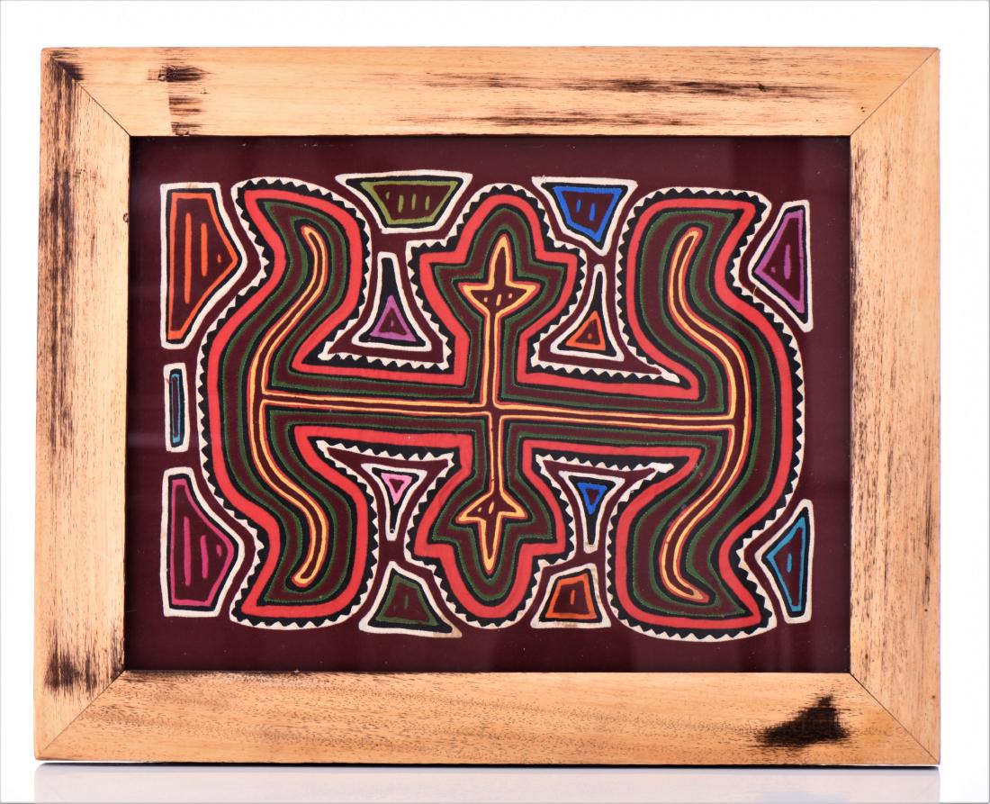 Vintage brilliant colored hand stitched Mola (1 of 3)