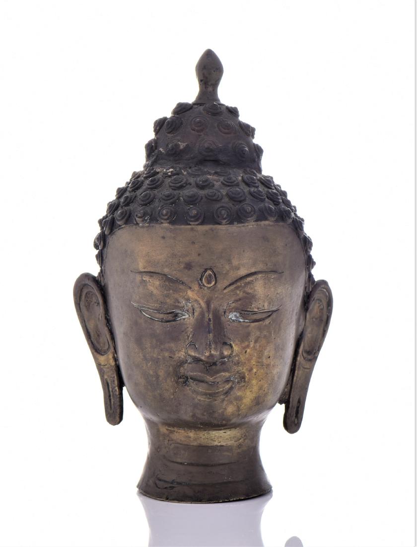 Antique Thai Bronze Buddha Head. (1 of 6)