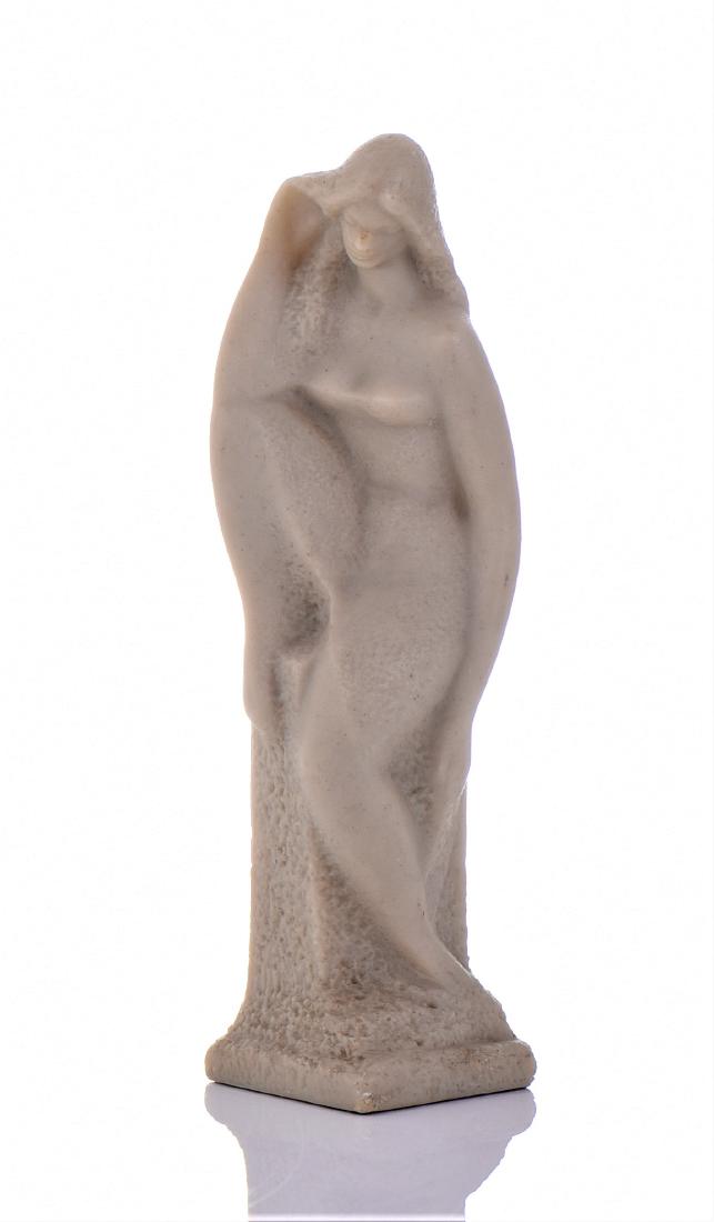 Glinsky, Vincent, 1895-1975. Original Mid Century: Glinsky, Vincent, 1895-1975. Original Mid Century Modern Cast Marble Stone Composite Statue Seated Nude, Done By Russian Born American Artist Vincent Glinsky In 1930. Signed V. Glinsky. Estimated more