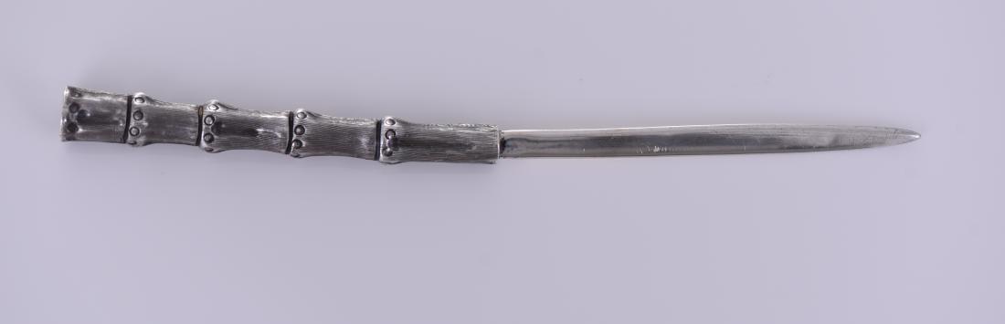 Sterling Silver Letter Opener With Bamboo Design,: Sterling Silver Letter Opener With Bamboo Design, Weighing 45 Grams. Blade And Handle Are Silver Tested. Estimated more than 50 yrs old. 925 Sterling Silver consisting of 92.5% silver and 7.5% copper.