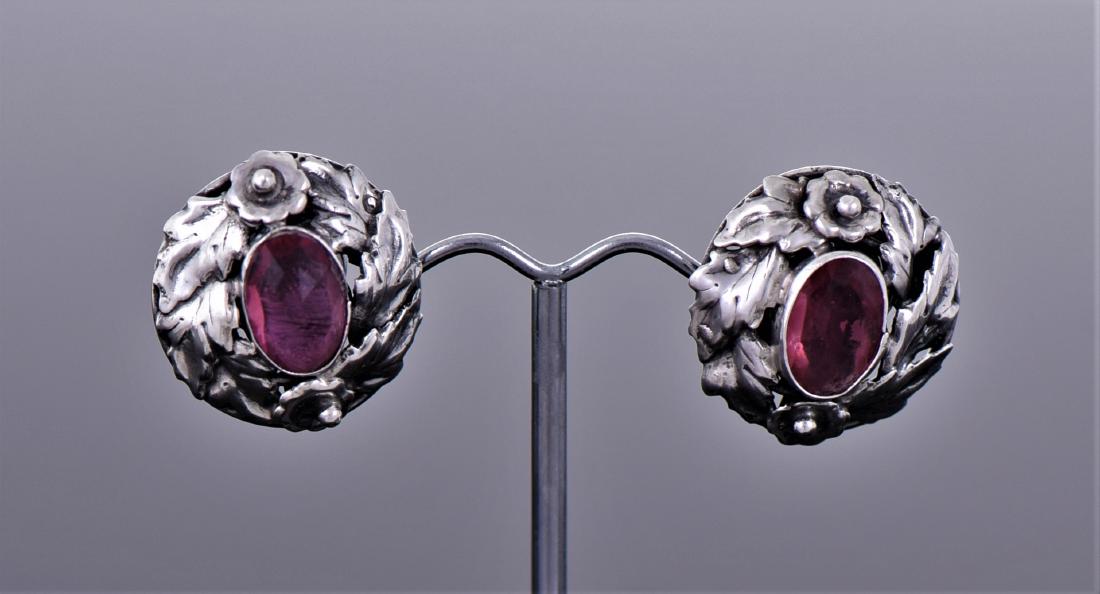 Antique Ruby Sterling Silver Earrings. (1 of 3)