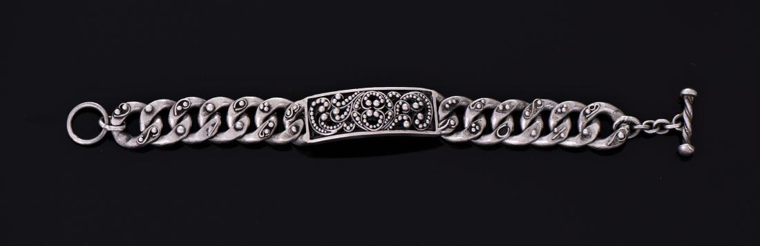 Lois Hill, Heavy Sterling Silver Link Bracelet, (1 of 3)