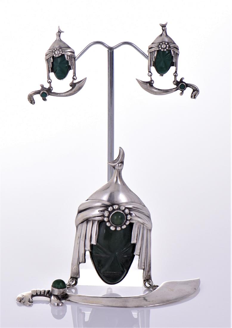 Vintage Green Agate And Sterling Silver Mexican (1 of 4)