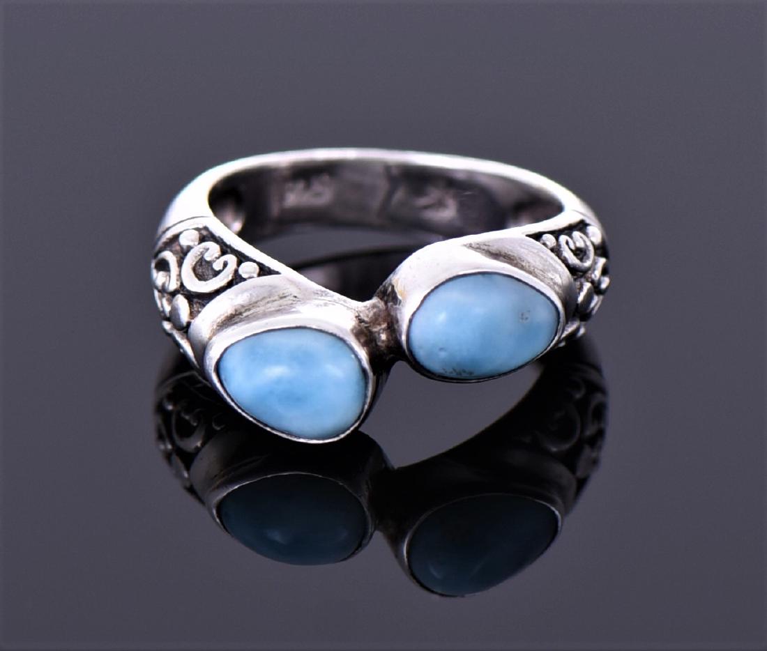 Vintage Larimar Sterling Silver Ring With Floral (1 of 4)