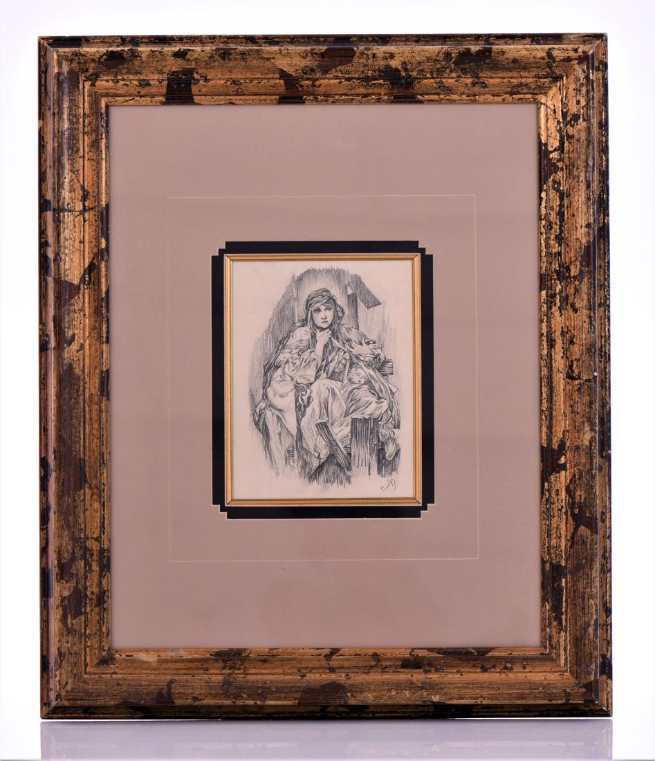 Alphonse Mucha 1860-1939 Pencil Drawing (1 of 5)