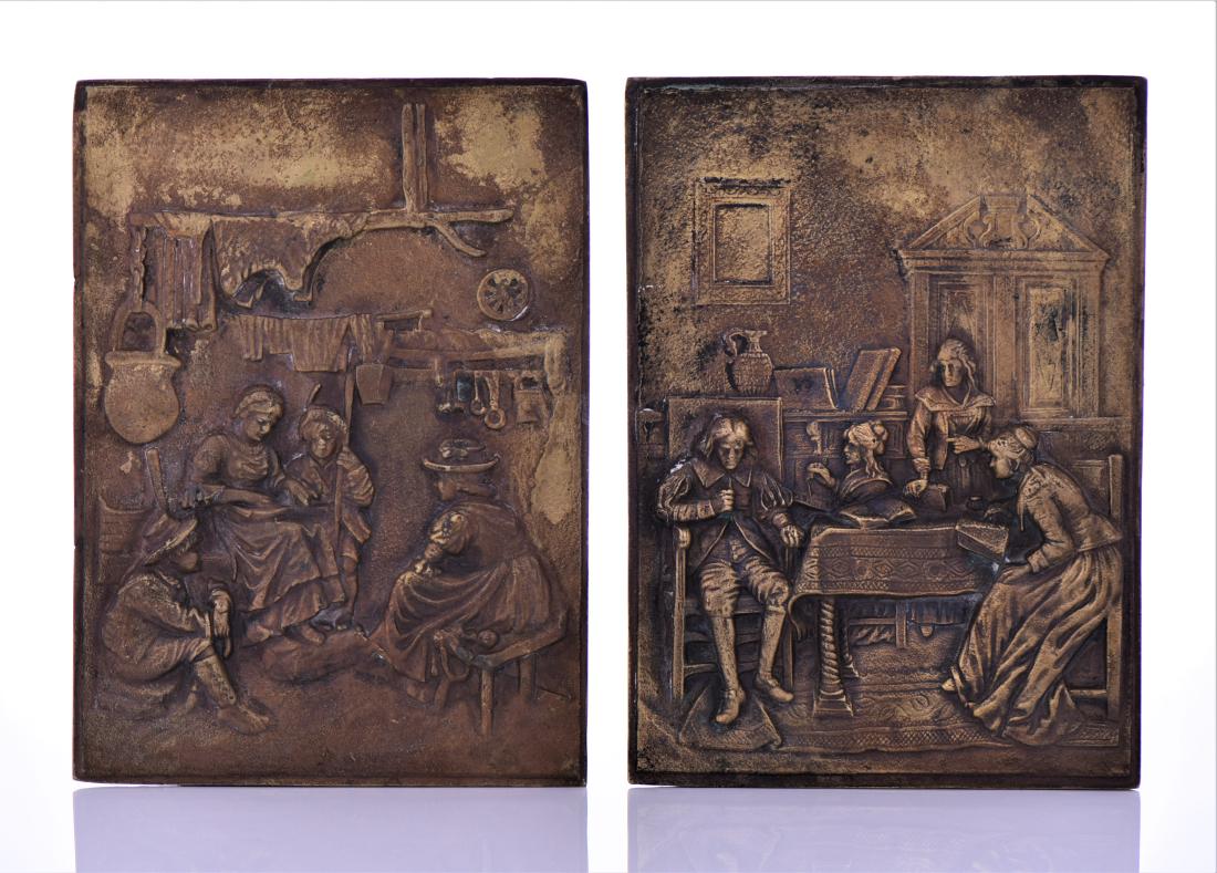 Two Antique Brass Colonial Plaques (1 of 5)