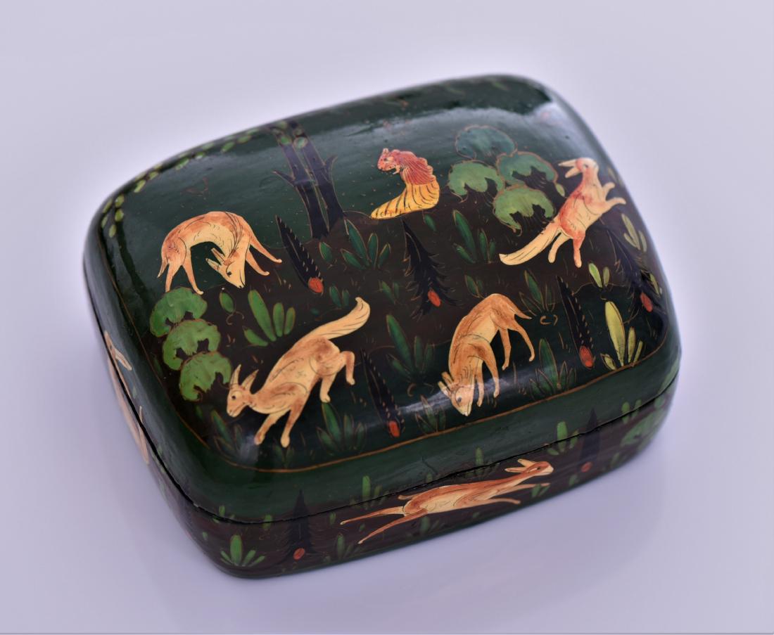 Kashmir Lacquer Box Of Animals Playing (1 of 5)