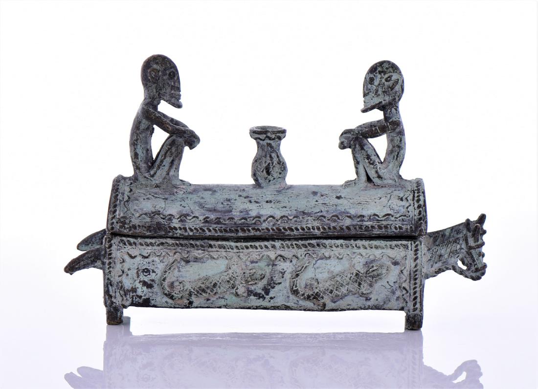 African Benin Style Bronze Container (1 of 5)