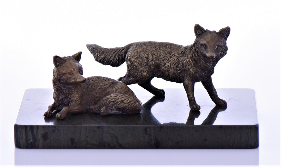 Antique Bronze Fox Sculpture