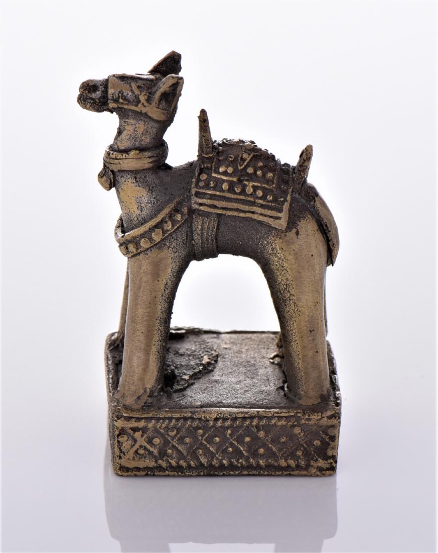 Vintage Indian Brass Foot Scraper: Vintage Indian Brass Foot Scraper Depicting A Llama. Estimated more than 75 yrs old. Indian art consists of a variety of forms, including pottery, sculpture, paintings, and textiles. Geographically, i