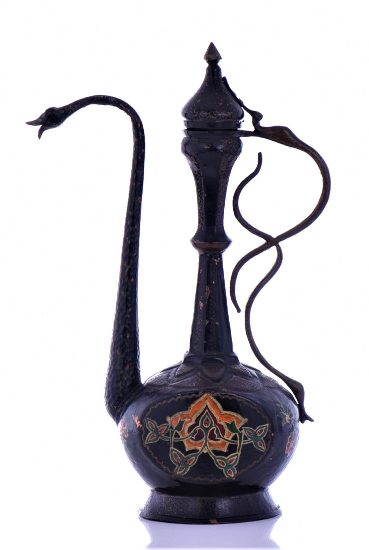 Antique Moroccan Hand Painted Metal Swan Ewer (1 of 6)