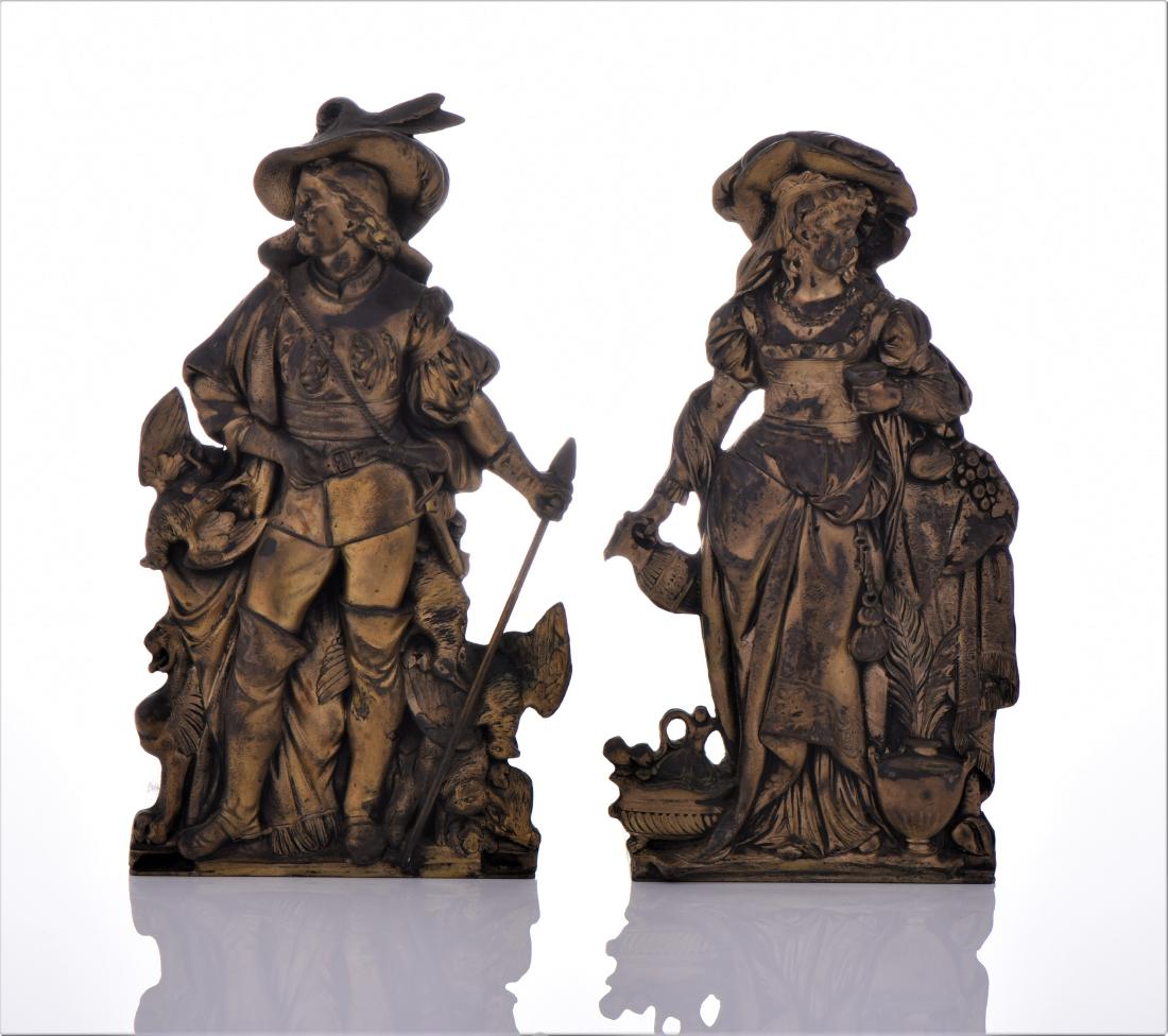 Two French Antique Metal Book Ends. (1 of 4)