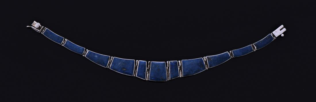 Vintage Lapis Lazuli 950 Sterling Silver Bracelet (1 of 4)