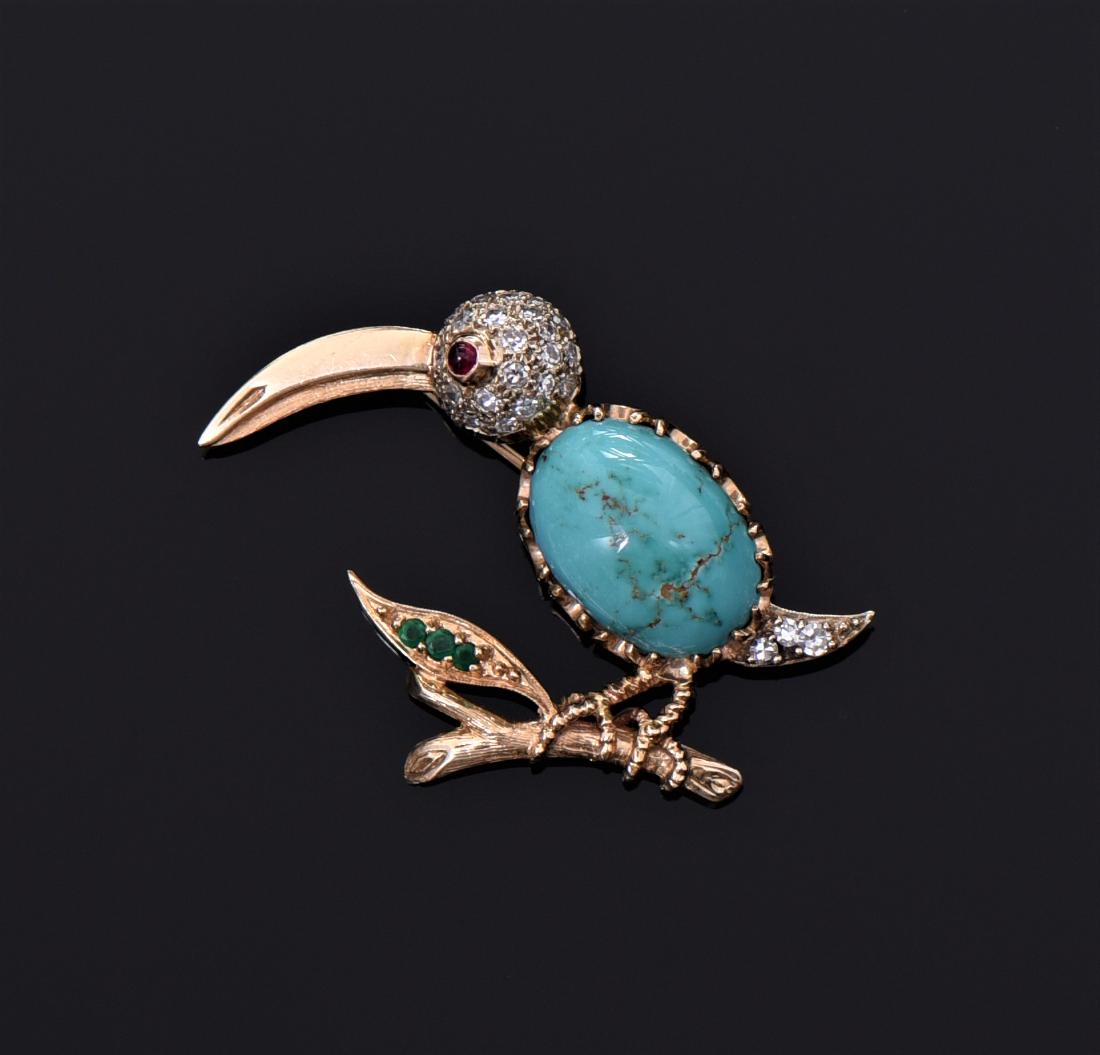Mid-Century Estate 14K Gold Toucan Brooch (1 of 3)