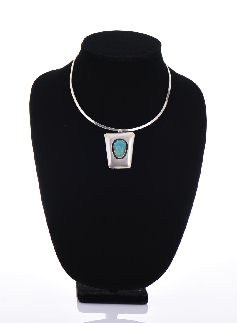 Sterling Silver Turquoise Shadowbox Necklace (1 of 4)