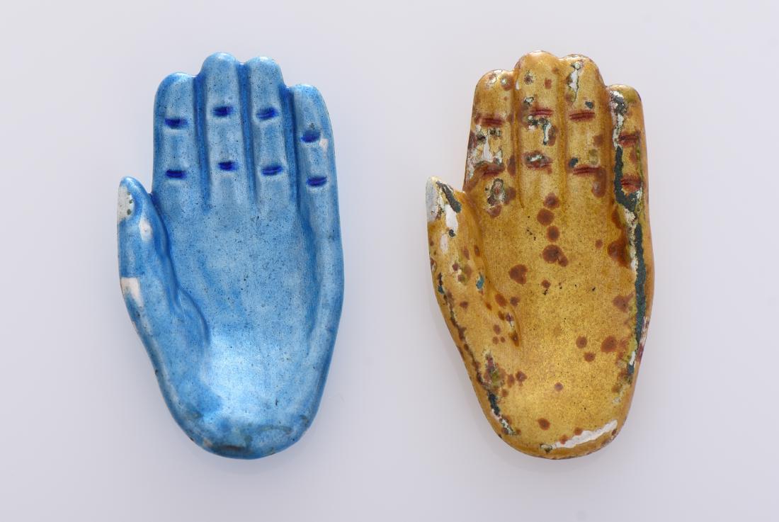 Two Painted Enamel Metal Hand Trays. (1 of 3)