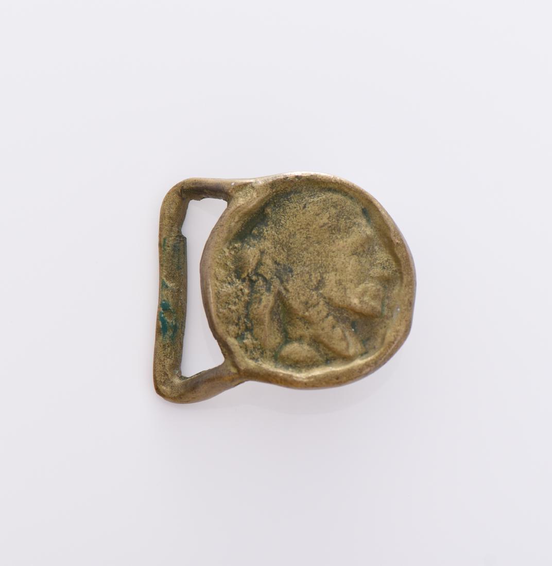 Bronze Buffalo Head Nickel Belt Buckle. (1 of 3)