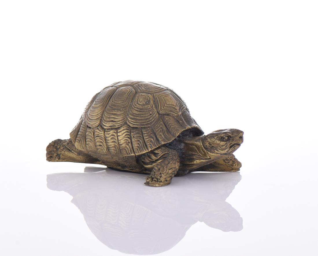 Bronze Turtle Signed Red.: Bronze Turtle Signed Red. Estimated more than 50 yrs old. The use of bronze dates from remote antiquity. This important metal is an alloy composed of copper and tin, in proportion which vary slightly,