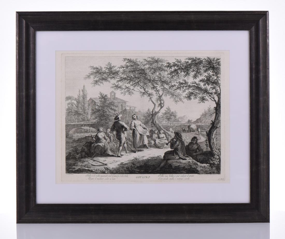 Francesco Bartolozzi, 1725-1815, Giugno,: Francesco Bartolozzi, 1725-1815, Giugno, Engraving Of One Of The Twelve Months of The Year Series Depicting Illustrations for each month, Published By Joseph Wagner. This Work Was Prior to His Stipple