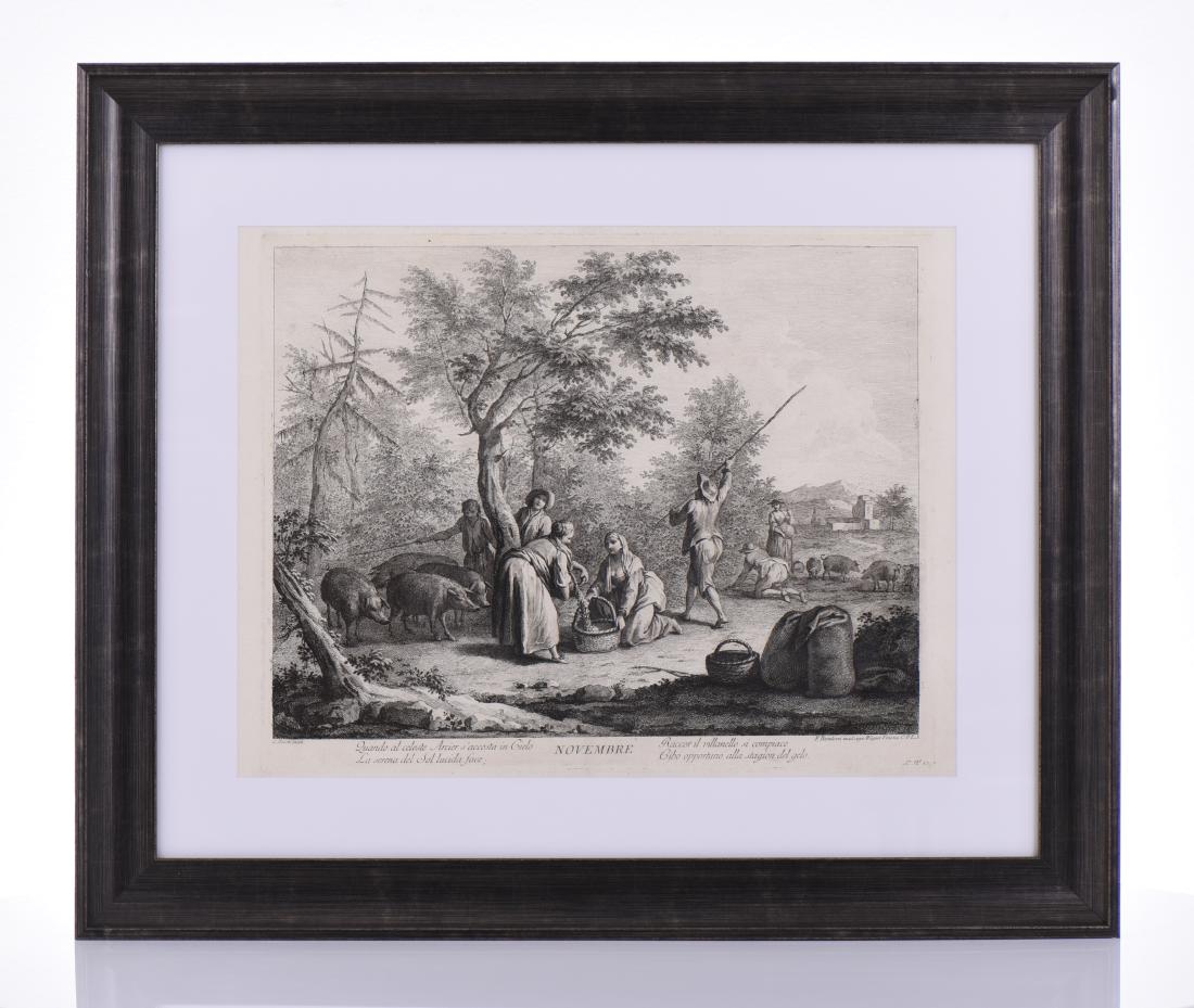 Francesco Bartolozzi, 1725-1815, Novembre: Francesco Bartolozzi, 1725-1815, Novembre, Engraving Of One Of The Twelve Months of The Year Series Depicting Illustrations for each month, Published By Joseph Wagner. This Work Was Prior to His Stipp