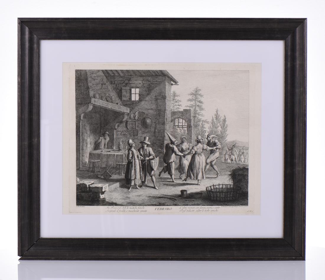 Francesco Bartolozzi, 1725-1815, Febraro: Francesco Bartolozzi, 1725-1815, Febraro, Engraving Of One Of The Twelve Months of The Year Series Depicting Illustrations for each month, Published By Joseph Wagner. This Work Was Prior to His Stippl