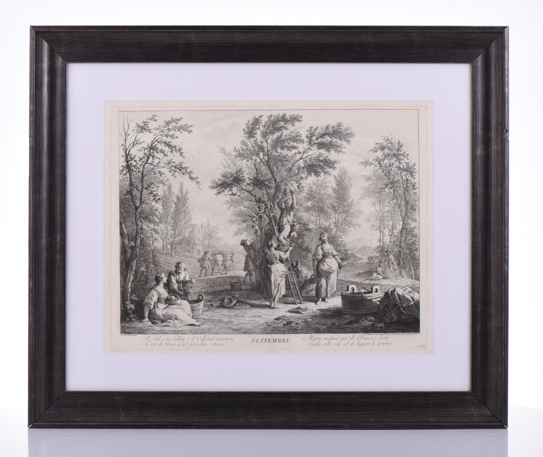 Francesco Bartolozzi, 1725-1815, Settembre: Francesco Bartolozzi, 1725-1815, Settembre, Engraving Of One Of The Twelve Months of The Year Series Depicting Illustrations for each month, Published By Joseph Wagner. This Work Was Prior to His Stip
