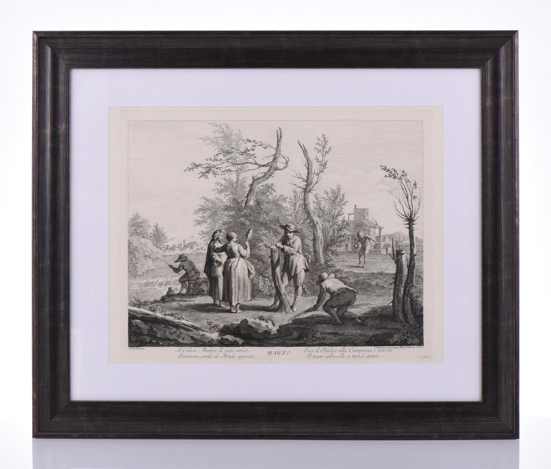 Francesco Bartolozzi, 1725-1815, Marzo,: Francesco Bartolozzi, 1725-1815, Marzo, Engraving Of One Of The Twelve Months of The Year Series Depicting Illustrations for each month, Published By Joseph Wagner. This Work Was Prior to His Stipple