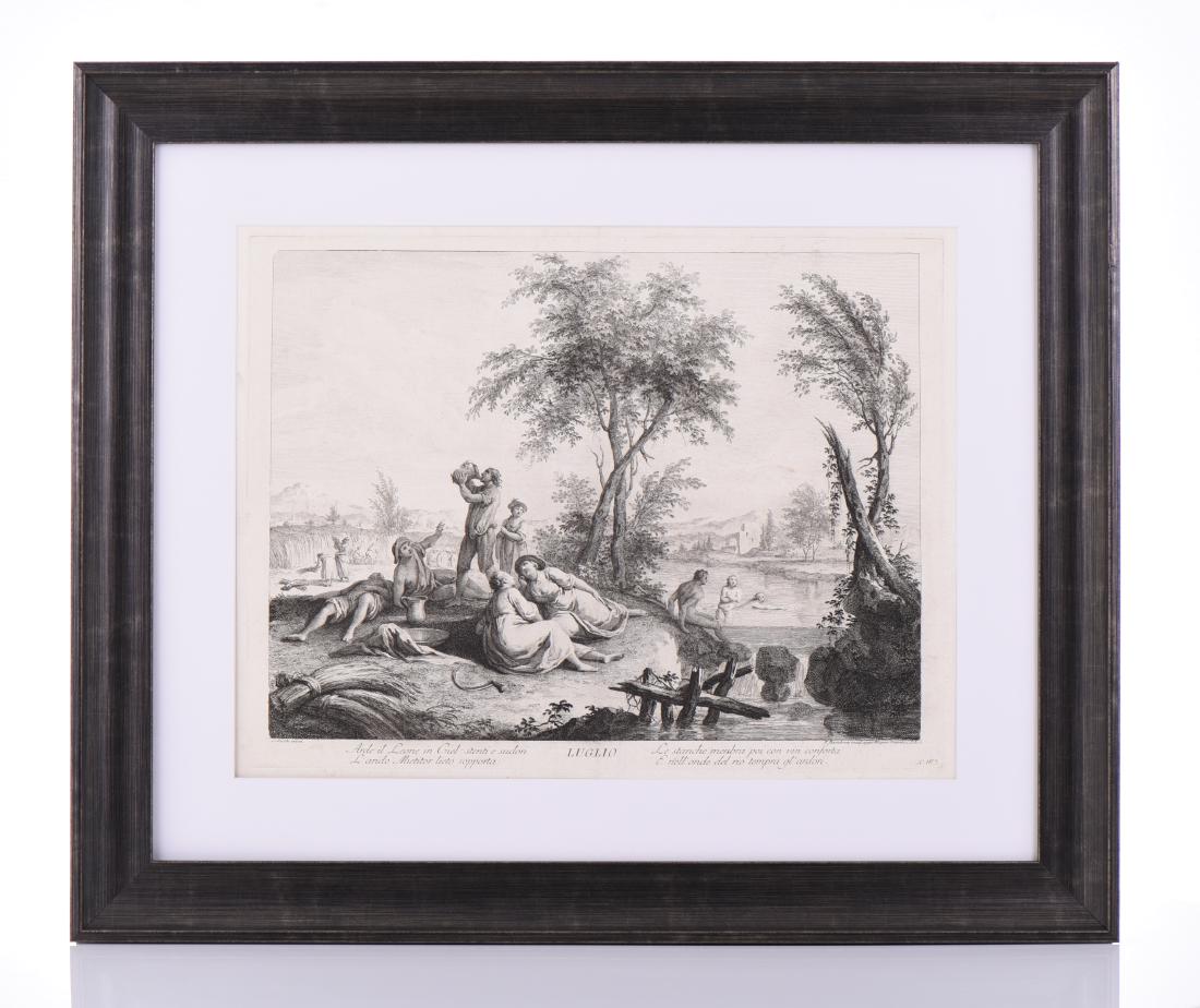 Francesco Bartolozzi, 1725-1815, Luglio,: Francesco Bartolozzi, 1725-1815, Luglio, Engraving Of One Of The Twelve Months of The Year Series Depicting Illustrations for each month, Published By Joseph Wagner. This Work Was Prior to His Stipple