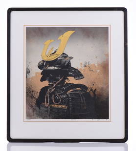 Brian Williams 1950-present. Titled Busho: Brian Williams 1950-present. Titled Busho Numbered 61 of 100, 1988. Pencil Signed By Artist. Samurai Armor. Size 25 x 28 x 1.25 inches. Estimated less than 50 yrs old. Lithography is a method of print